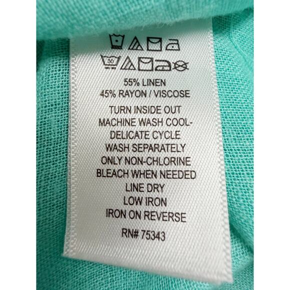 Tahari Women’s Turquoise Linen Blend Short Sleeve Midi Dress Size L - Picture 7 of 7